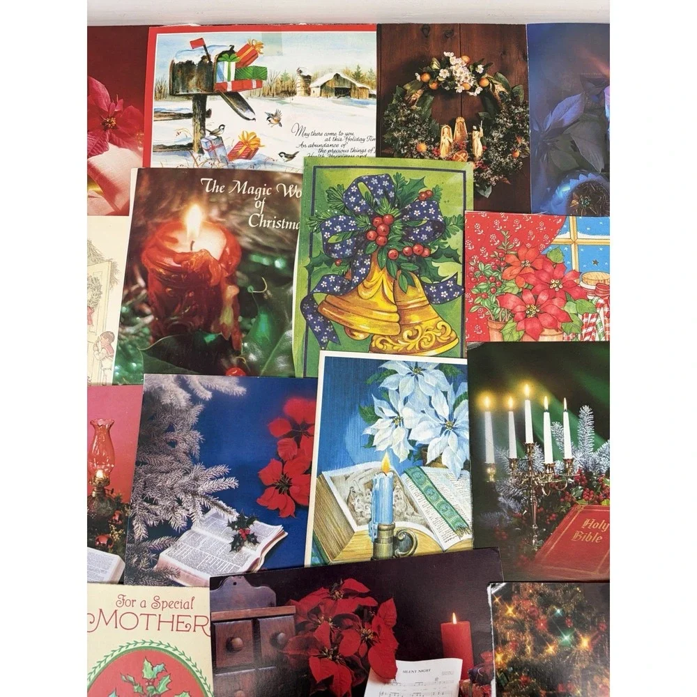 Vintage Christmas Cards Fronts ONLY Traditional Scrapbooking Decoupage Lot 50+